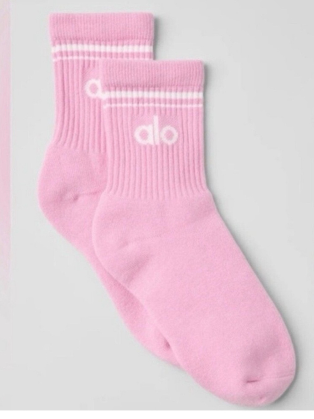 Alo Unisex Half-Crew Throwback Sock NWT Sweet Pink Size Medium
